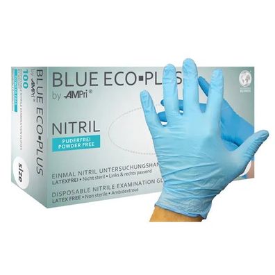Blue Eco-Plus Nitril-Handschuhe Ungepudert Blau Gr. L 100 St