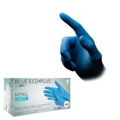Blue Eco-Plus Nitril-Handschuhe Ungepudert Blau Gr. M 100 St/Box