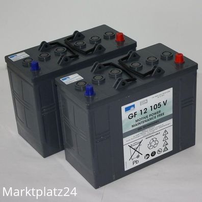 Gel-Batterien 2 x 12 V 105 Ah Set, Wartungsfrei & Auslaufsicher