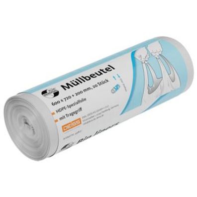 Müllbeutel Universal Plus Transparent HDPE 600x720 + 200mm 20 Stück