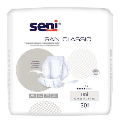 Seni San Classic Uni Einwegunterlagen 30 Stück Packung, Atmungsaktiv