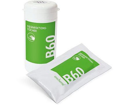 B 60 Desinfektionstücher, 1 Dose + 2 Nachfüllpacks à 110 Tücher BAuA-Reg-Nr.: N-53932