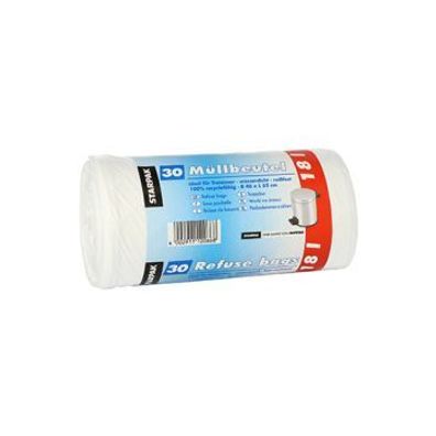 Müllbeutel, LDPE, 18L, eiß, 52x46cm, 18my, 30 St/Ro