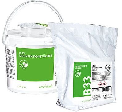 B 33 Desinfektionstücher, Nachfüllpack a´100 Tücher BAuA-Reg-Nr.: N-76582