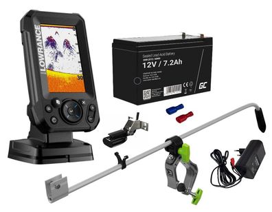 Lowrance EAGLE 4x Echolot Portabel Power Pack M mit Geberstange Akku Lader
