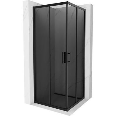 Mexen Rio Duschkabine 80x80 cm, Schiebetür, Graphit-Schwarz, Gehärtetes Glas