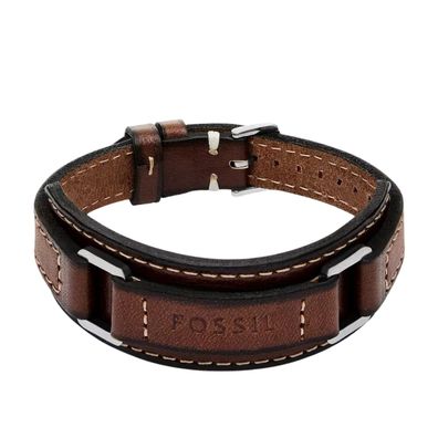 Fossil Armband Edelstahl Leder Machine Kollektion gepolstert braun JF04941040