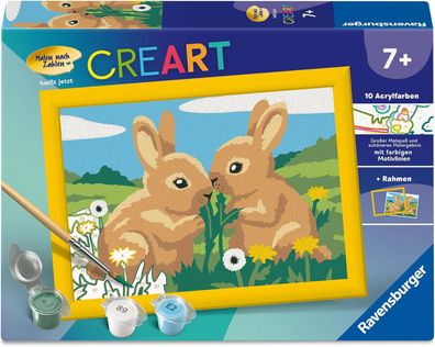 Ravensburger CreArt 12023124 - Hasenfreunde - Malen nach Zahlen für Kinder ab 7 Jahre