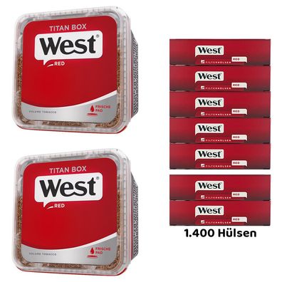WEST Red/Rot Volumentabak Titan Box 2x 280g, 1400 Hülsen