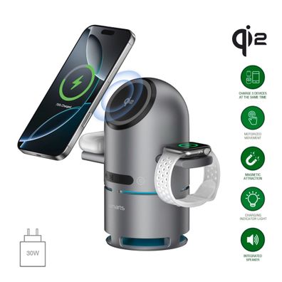 4smarts Qi2 Ladestation ChargeBot Sound, spacegrau