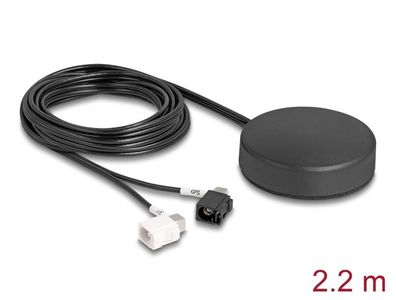 Delock 4G GNSS Antenne 1 x FAKRA A + 1 x FAKRA B Buchse 2 dBi / 28 dB 2,2 m RG-1