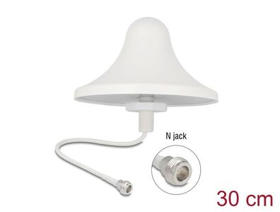 Delock 4G WiFi 2,4 GHz Antenne N Buchse 3 dBi 30 cm RG-58 omnidirektional Decken