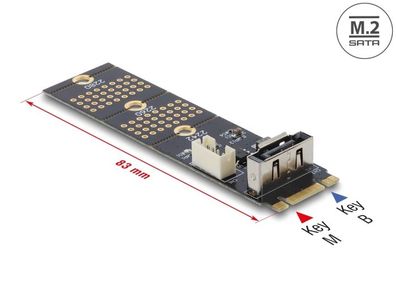 Delock Adapter M.2 Key B Stecker zu SATA 7 Pin vertikal