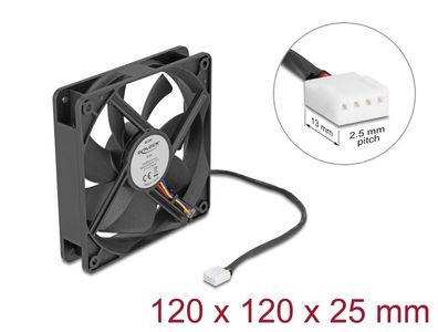 Delock Axiallüfter 24 V DC, 120 x 120 x 25 mm schwarz