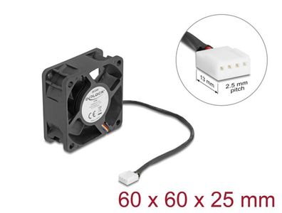 Delock Axiallüfter 24 V DC, 60 x 60 x 25 mm schwarz