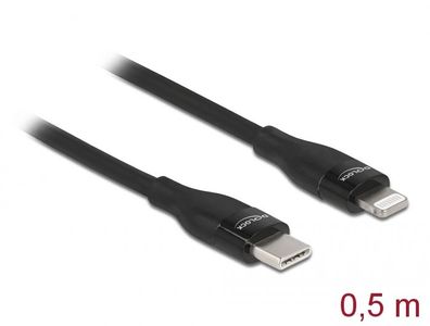 Delock Daten- und Ladekabel USB Type-C? zu Lightning? schwarz 0,5 m MFi