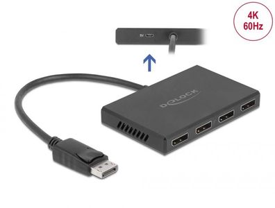 Delock DisplayPort 1.4 Splitter 1 x DisplayPort in zu 4 x DisplayPort out