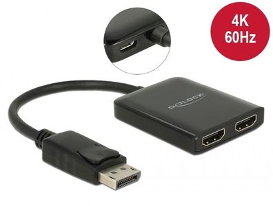 Delock DisplayPort 1.4 Splitter 1 x DisplayPort zu 2 x HDMI MST