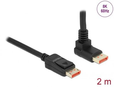 Delock DisplayPort Kabel Stecker gerade zu Stecker 90° oben gewinkelt 2 m