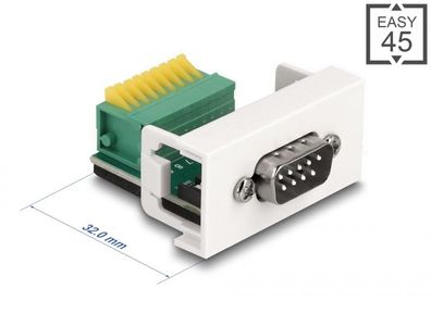 Delock Easy 45 Modul D-Sub 9 Pin Stecker zu 9 Pin Terminalblock 22,5 x 45 mm