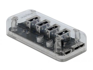 Delock Externer USB 3.0 Hub mit 4 Ports transparent