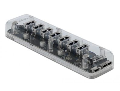 Delock Externer USB 3.0 Hub mit 7 Ports transparent