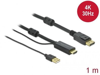 Delock HDMI zu DisplayPort Kabel 4K 30 Hz 1 m