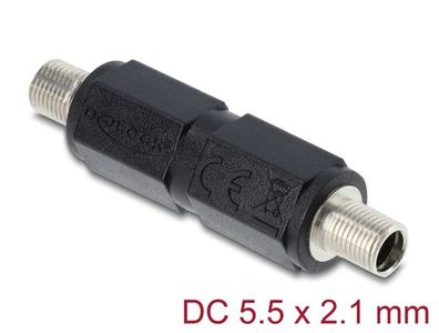 Delock Hohlstecker Adapter DC 5,5 x 2,1 mm Buchse auf Buchse mit Gewinde gerade