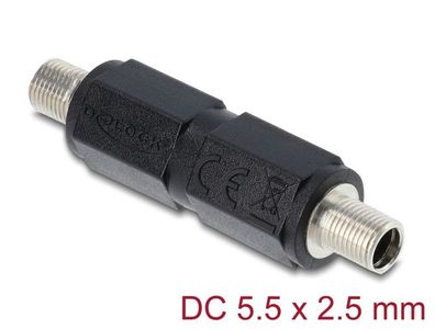 Delock Hohlstecker Adapter DC 5,5 x 2,5 mm Buchse auf Buchse mit Gewinde gerade
