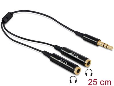 Delock Kabel Audio Splitter Klinkenstecker 3,5 mm> 2x Klinkenbuchse 3,5 mm 25 cm