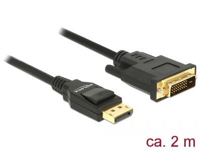 Delock Kabel Displayport 1.2 Stecker > DVI 24 + 1 Stecker 2 m schwarz