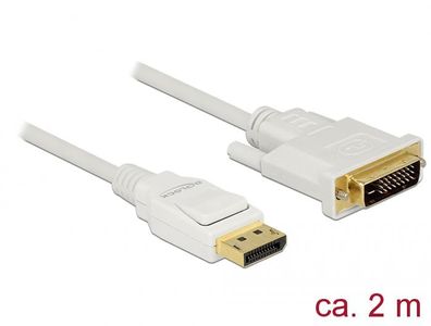 Delock Kabel DisplayPort 1.2 Stecker > DVI 24 + 1 Stecker 2 m weiß