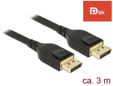 Delock Kabel Displayport 8K 60Hz 3m DP 8K zertifiziert schwarz