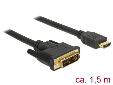 Delock Kabel DVI 18 + 1 Stecker > HDMI-A Stecker 1,5 m