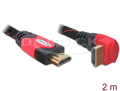 Delock Kabel HDMI A Stecker > HDMI A Stecker gewinkelt 4K 2 m