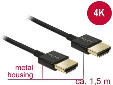 Delock Kabel HDMI A Stecker > HDMI A Stecker Slim 1,5 m