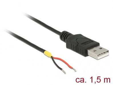 Delock Kabel USB 2.0 Typ-A Stecker > 2 x offene Kabelenden Strom 1,5 m Raspberry