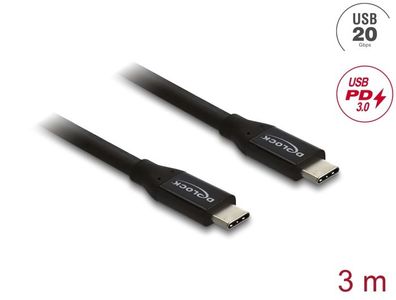 Delock Koaxiales USB 20 Gbps Kabel USB PD 3.0 60 W 3 m