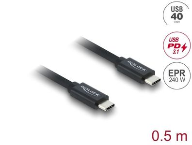 Delock Koaxiales USB 40 Gbps Kabel USB PD 3.1 240 W 0,5 m