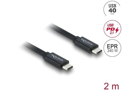 Delock Koaxiales USB 40 Gbps Kabel USB PD 3.1 240 W 2 m