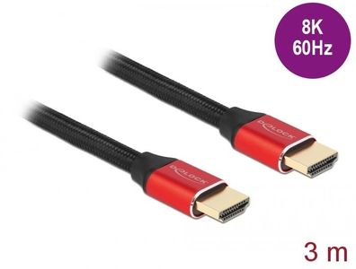 Delock Ultra High Speed HDMI Kabel 48 Gbps 8K 60 Hz rot 3 m zertifiziert