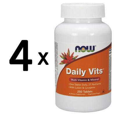 4 x NOW Foods Daily Vits - 250 tabs