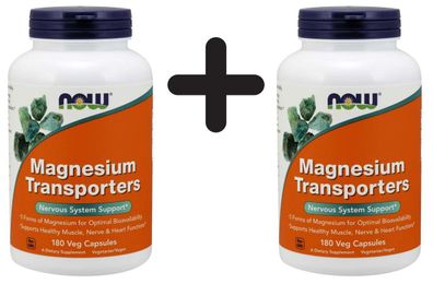 2 x NOW Foods Magnesium Transporters - 180 vcaps