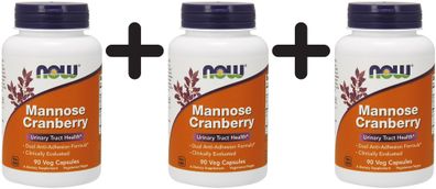 3 x NOW Foods Mannose Cranberry - 90 vcaps