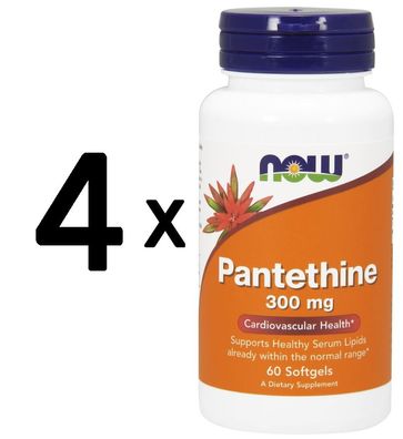 4 x NOW Foods Pantethine, 300mg - 60 softgels
