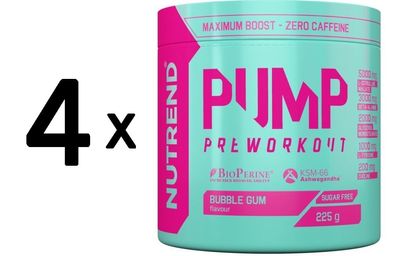 4 x Nutrend Pump Pre-Workout, Bubble Gum - 225g
