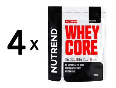 4 x Nutrend Whey Core, Unflavoured - 900g