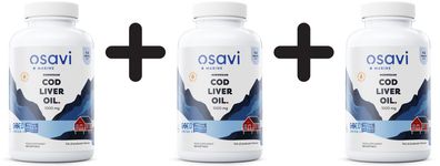 3 x Osavi Norwegian Cod Liver Oil Softgels, 1000mg (Lemon) - 180 softgels