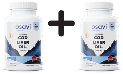 2 x Osavi Norwegian Cod Liver Oil Softgels, 1000mg (Lemon) - 90 softgels