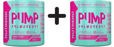 2 x Nutrend Pump Pre-Workout, Bubble Gum - 225g
